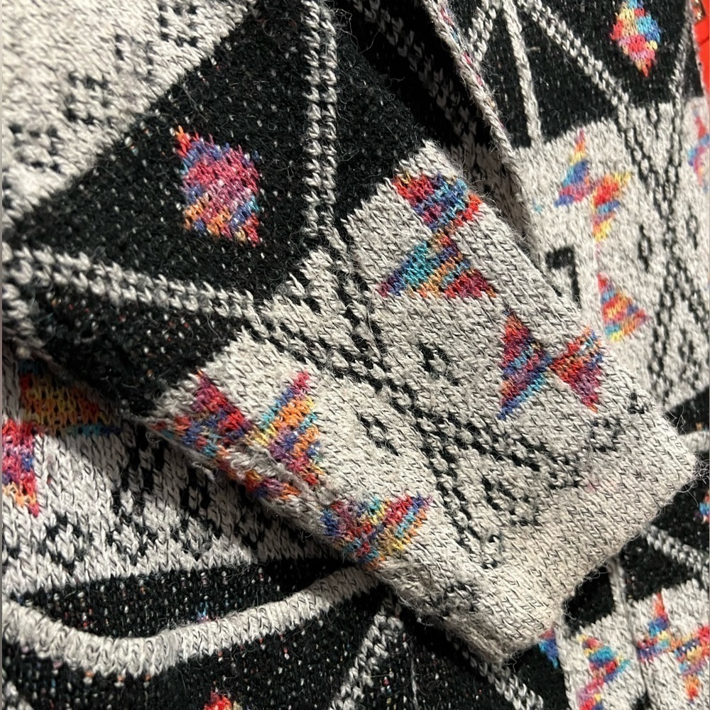 B13.01 Vintage Open knee length sweater w/pockets Aztec Colors/Pattern (XL) - Picture 3 of 7